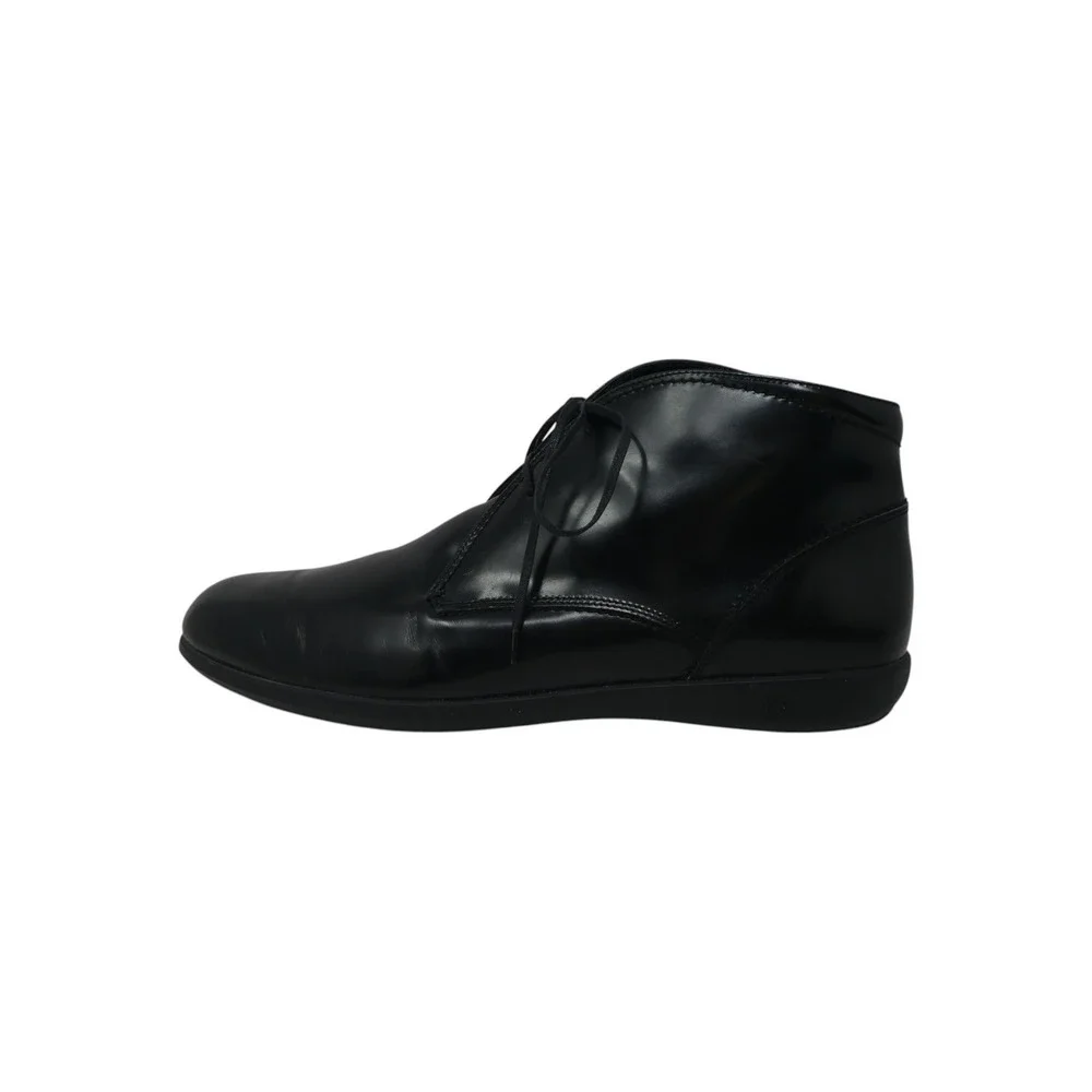 Ermenegildo Zegna Chukka Boots Men 11.5 Black Polished Leather Italy